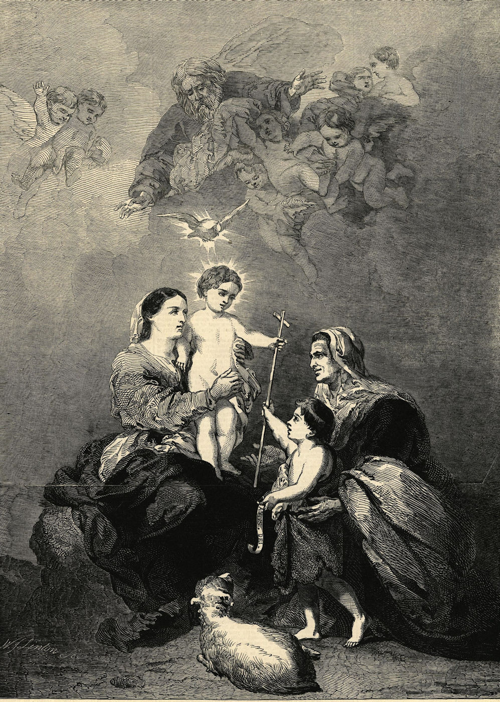 Associate Product The Holy Family, after Bartolomé Esteban Murillo. Religious. Fine Arts 1846