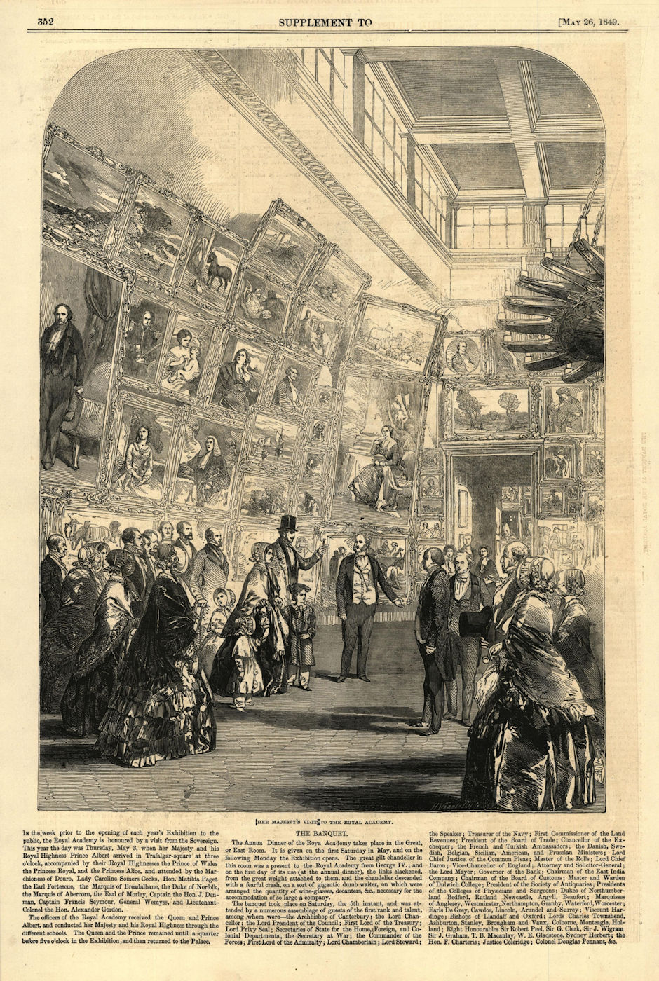Queen Victoria's visit to the Royal Academy Exhibition. London. Society 1849