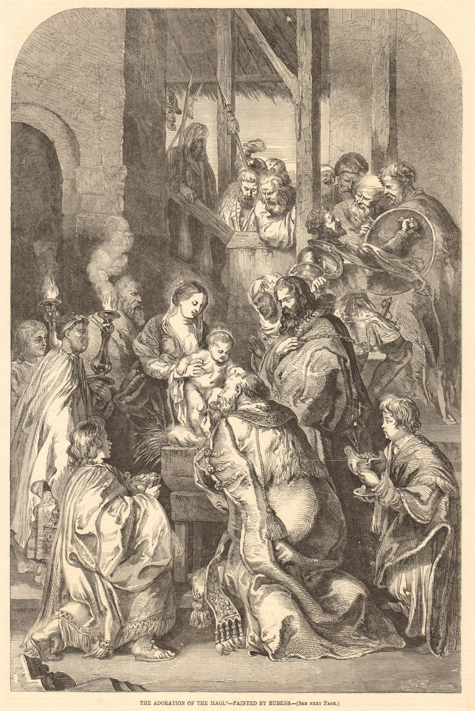 The Adoration of the Magi - after Rubens. Bible. Artists 1849 old print