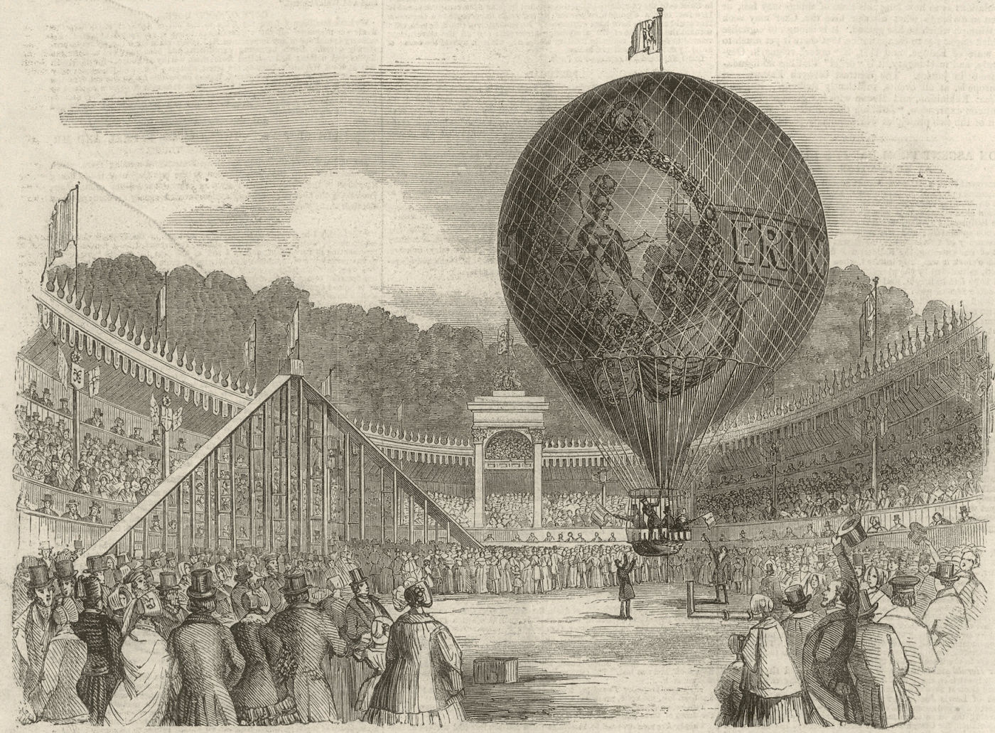 Associate Product Hampton's Egin-Go-Bragh Balloon ascent, Batty's Royal Hippodrome Kensington 1851