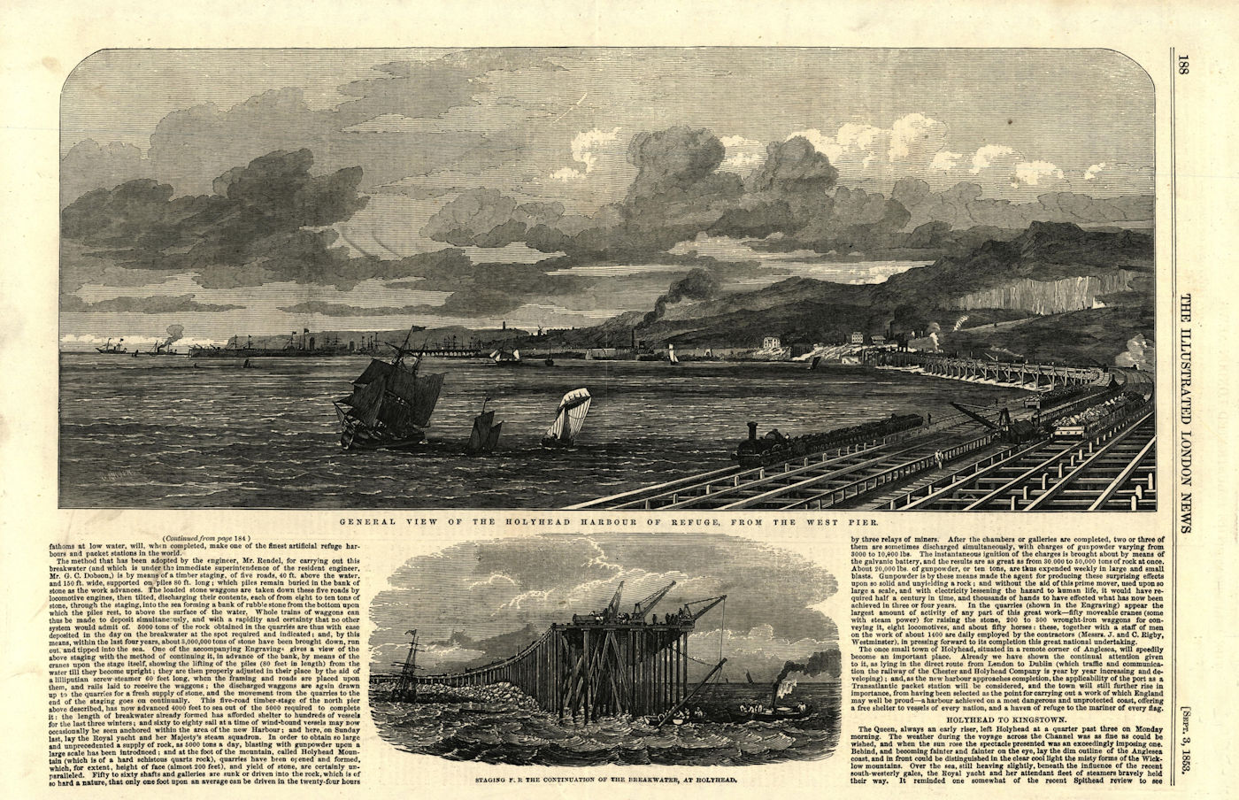 Associate Product The Holyhead harbour of refuge, from the west pier. Wales. Ports 1853
