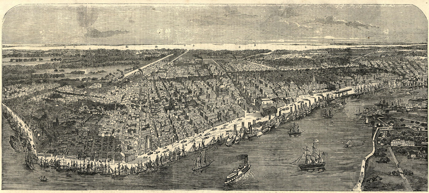 Bird's-eye view of New Orleans. Louisiana 1853 antique ILN full page print