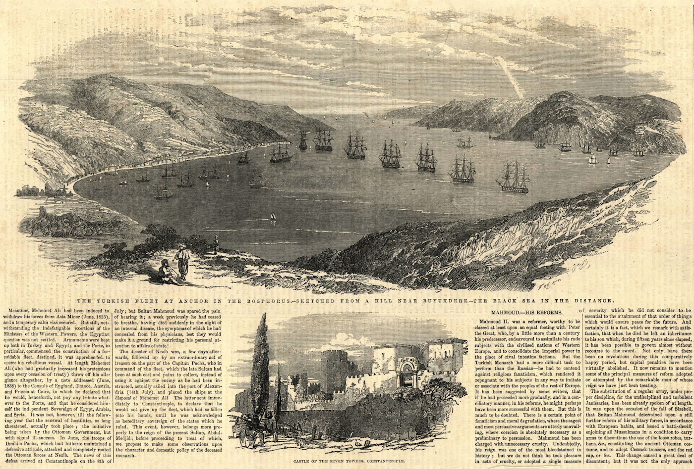 The Turkish Fleet anchored in the Bosphorus nr Buyukdere. Black Sea. Turkey 1853