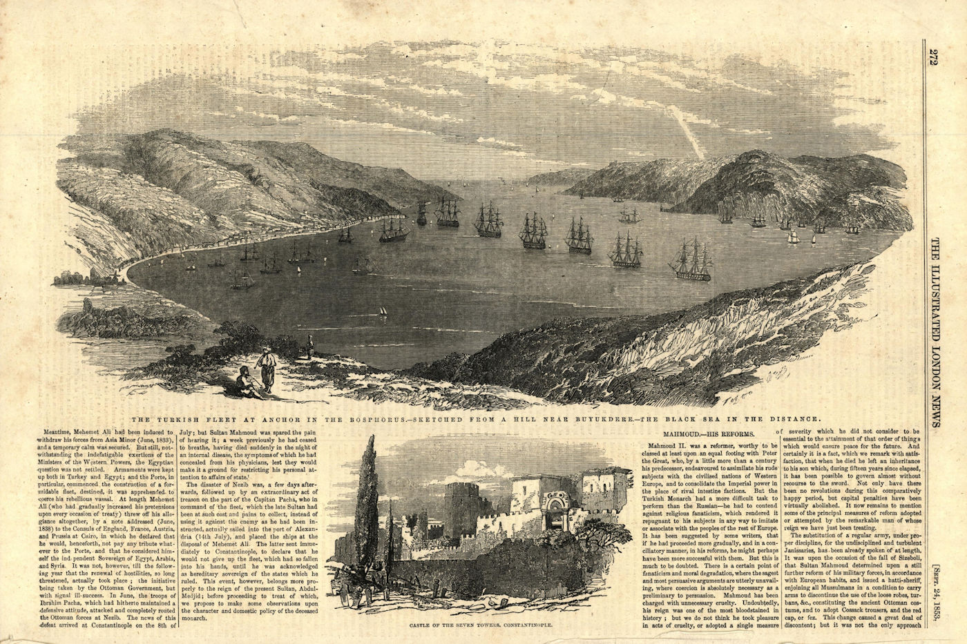 Associate Product The Turkish Fleet anchored in the Bosphorus nr Buyukdere. Black Sea. Turkey 1853