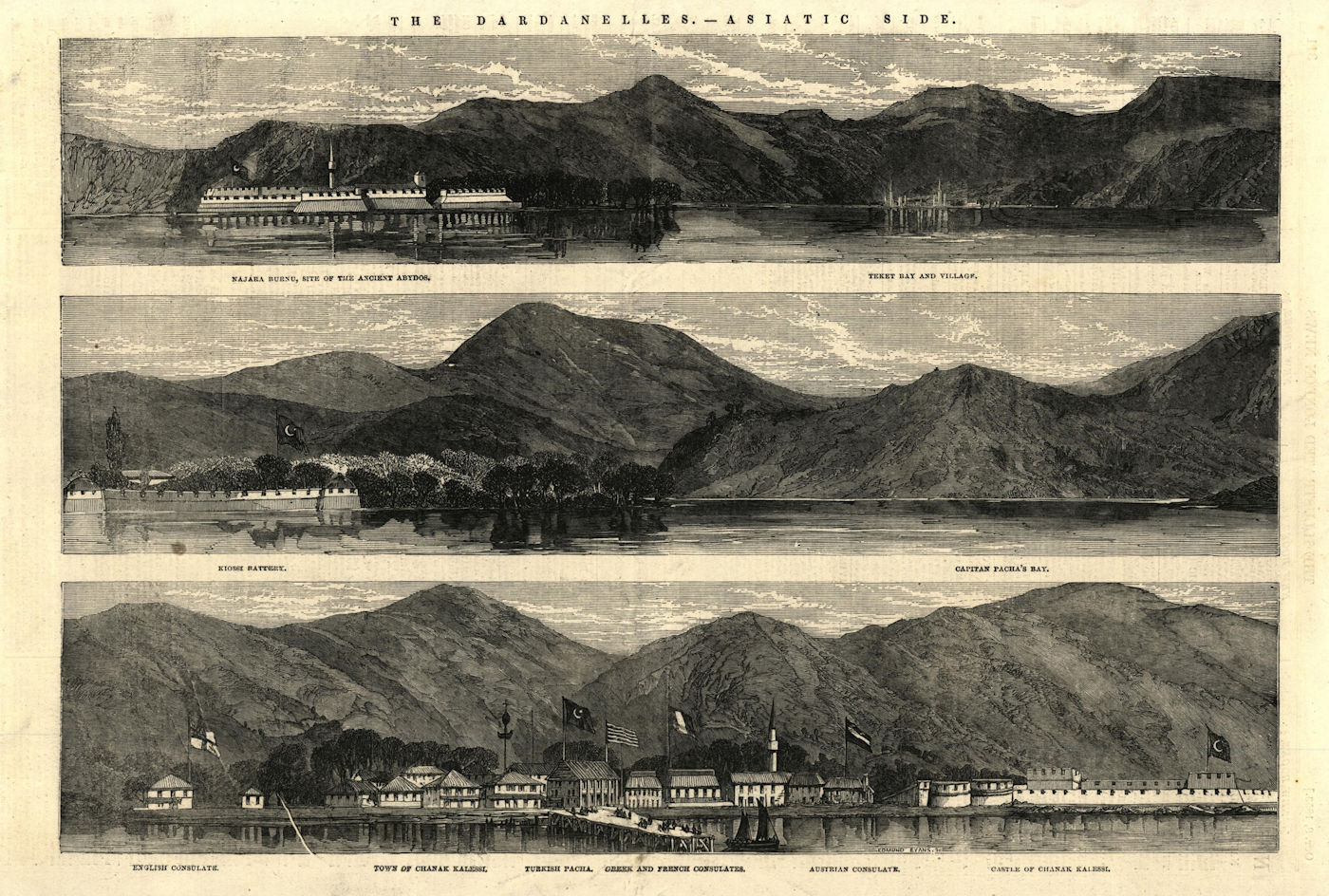 Dardanelles Asiatic side: Najara Burnu (Ados). Teket Bay & village. Turkey 1853