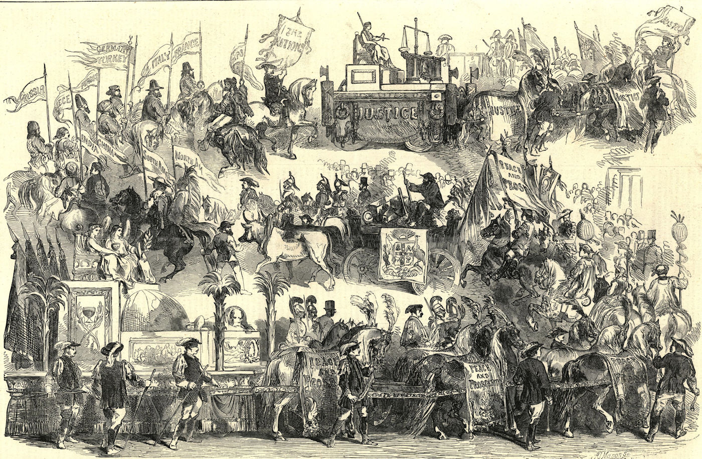 Lord Mayor's Show. London. Society 1853 antique ILN full page print 1853