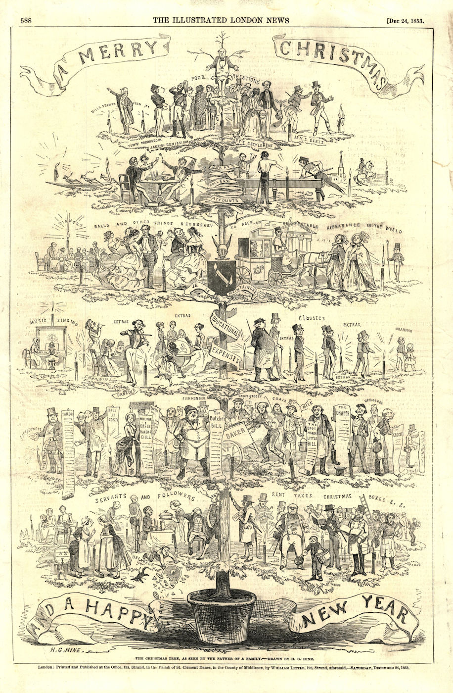 The Christmas tree, as seen by the father of the family. Merry Christmas 1853