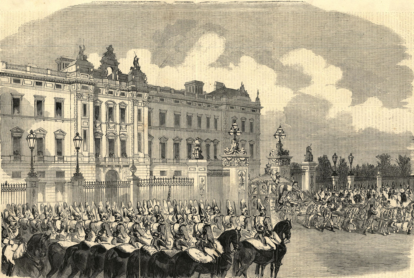 Associate Product Opening of Parliament - Her Majesty leaving Buckingham Palace. London 1854