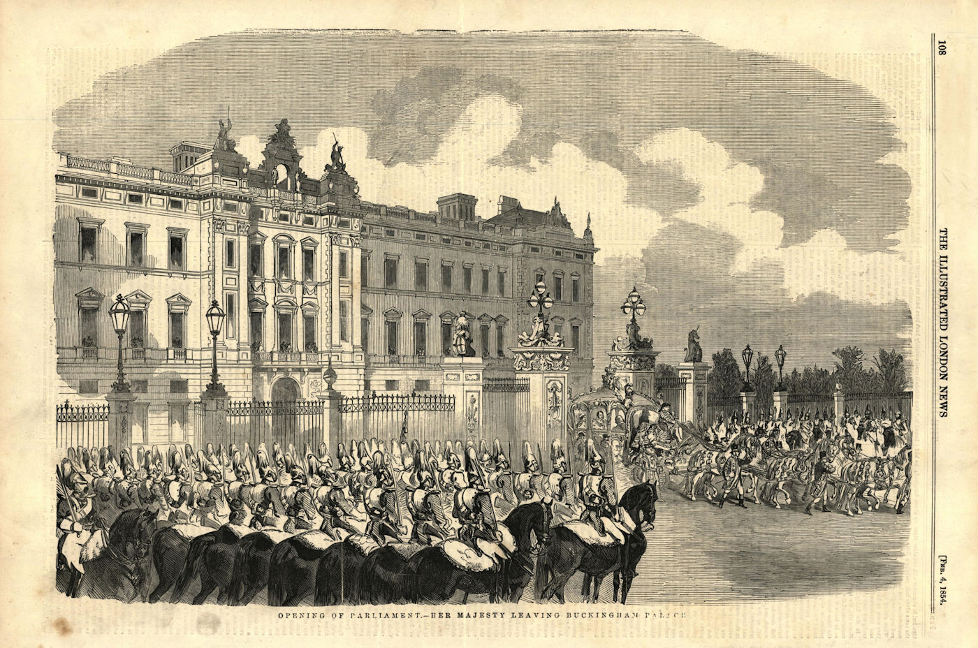 Opening of Parliament - Her Majesty leaving Buckingham Palace. London 1854