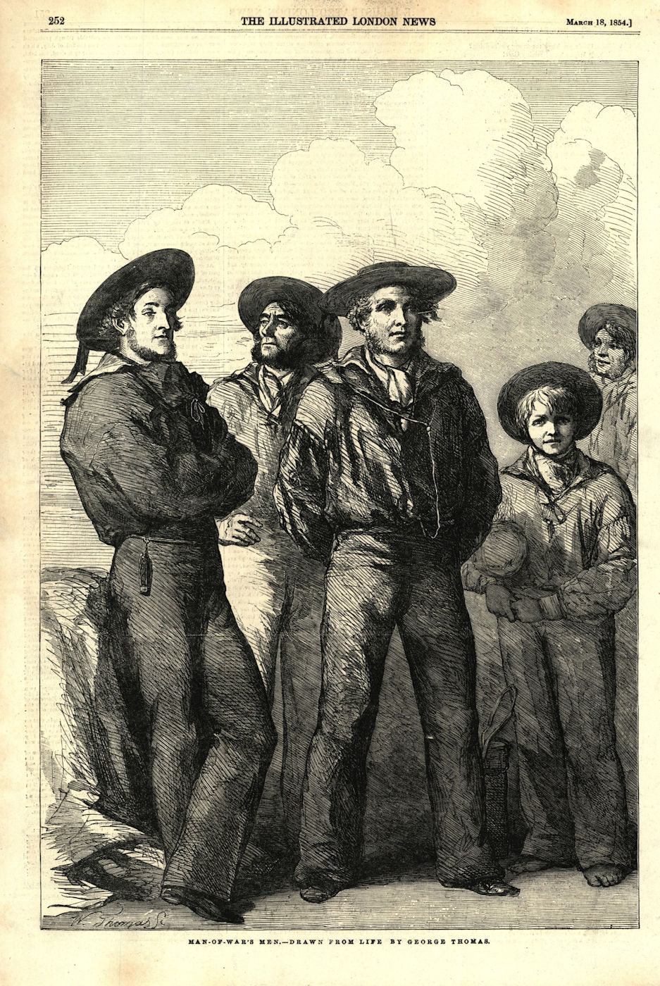Associate Product Man-of-war's men. Royal Navy 1854 antique ILN full page print