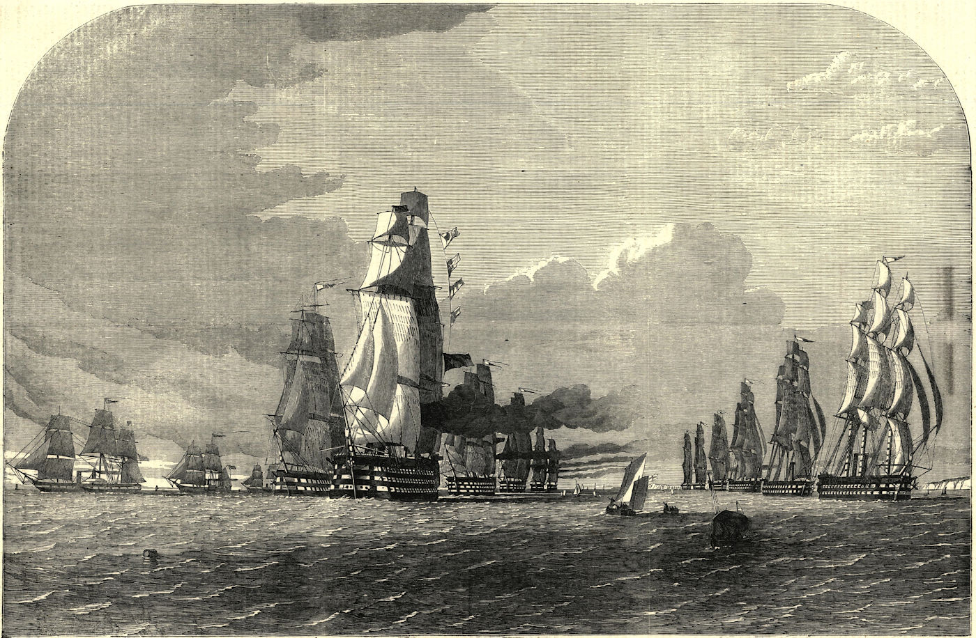 Associate Product The Baltic Fleet running for Dover Straits, sketched by OW Brierley 1854