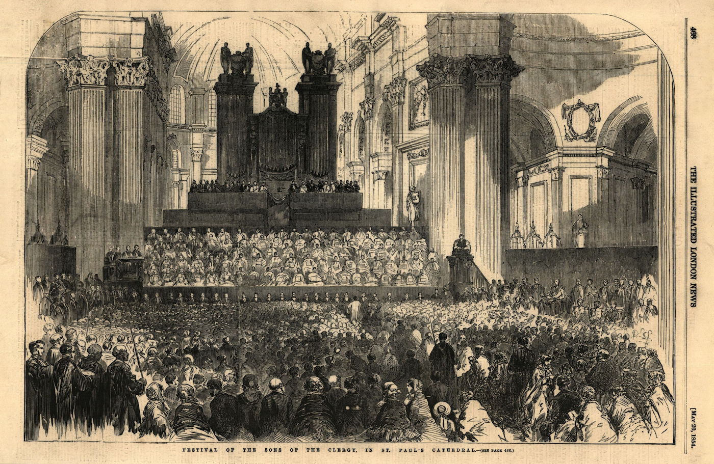 Festival of the sons of the clergy, in St. Paul's Cathedral. London 1854 print