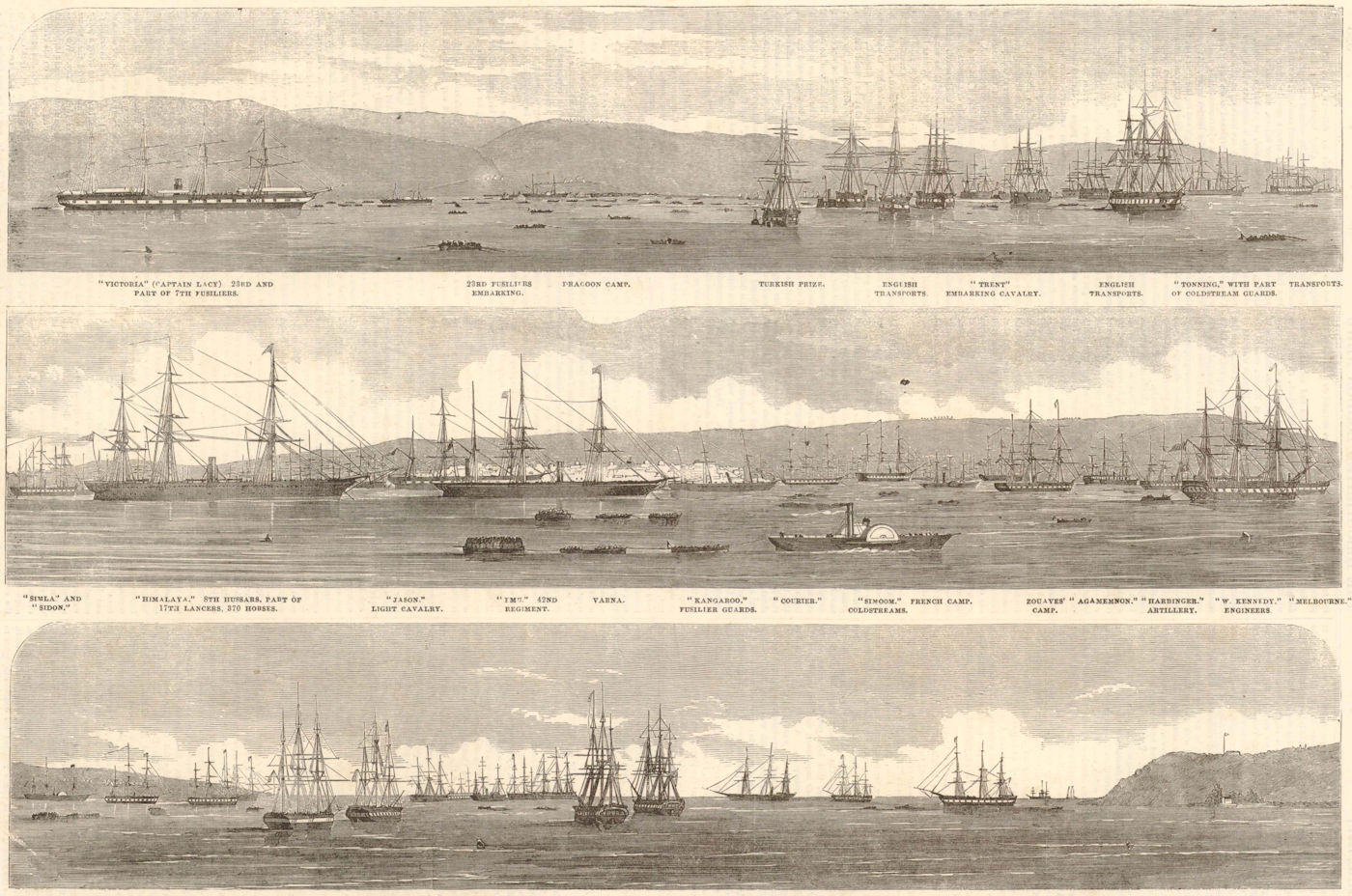 Associate Product The Transport Fleet Embarking The Troops, At Varna. Bulgaria. Crimean War 1854