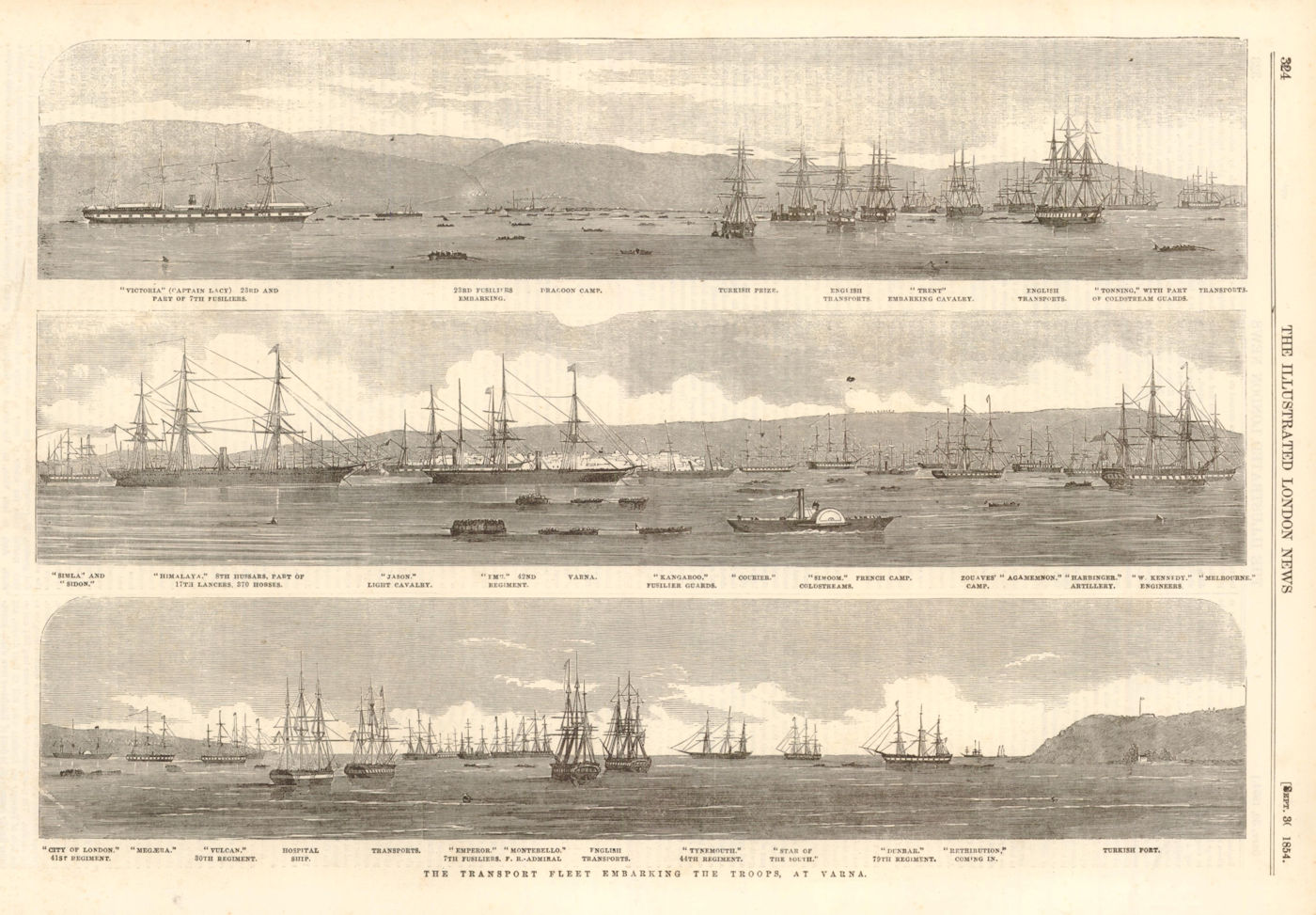 The Transport Fleet Embarking The Troops, At Varna. Bulgaria. Crimean War 1854