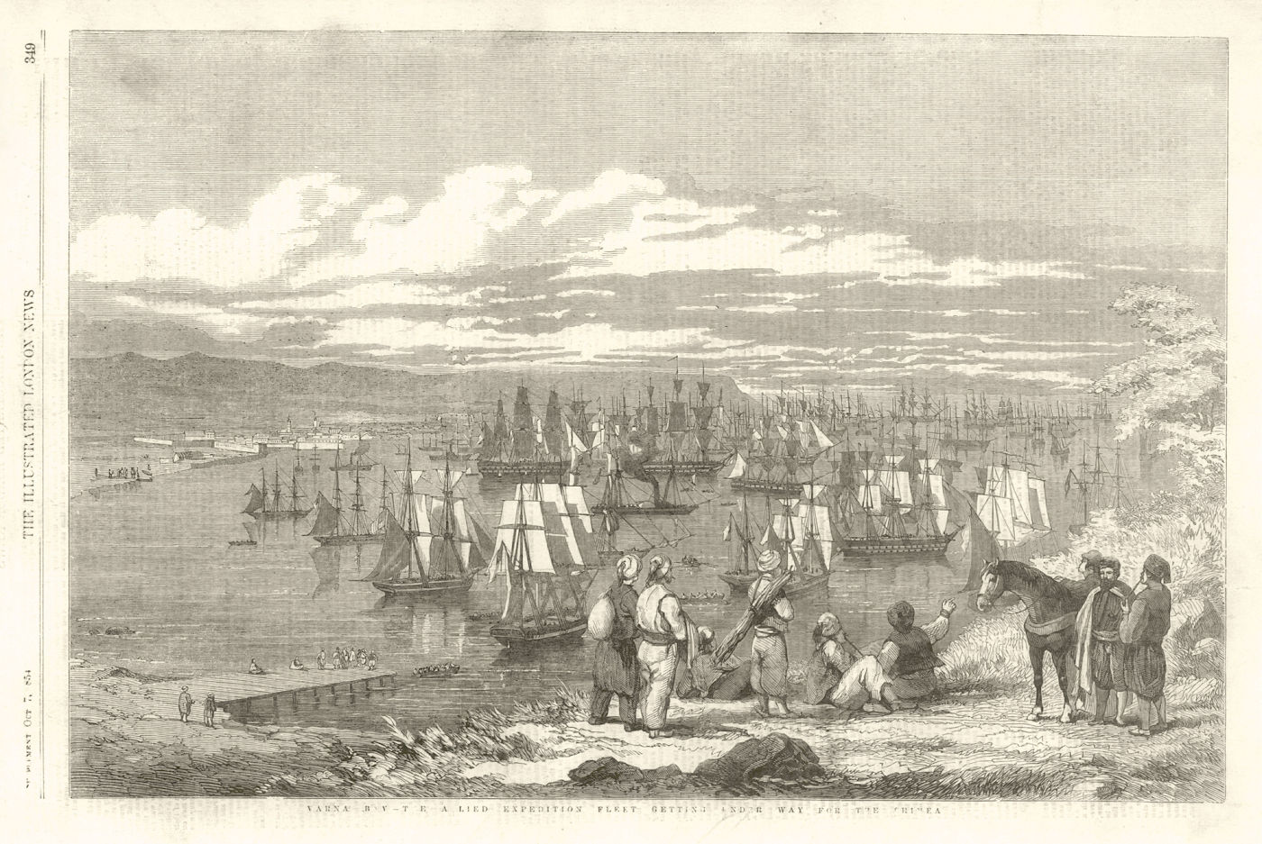 Varna Bay. Allied Expedition Fleet setting sail. Bulgaria. Crimean War 1854