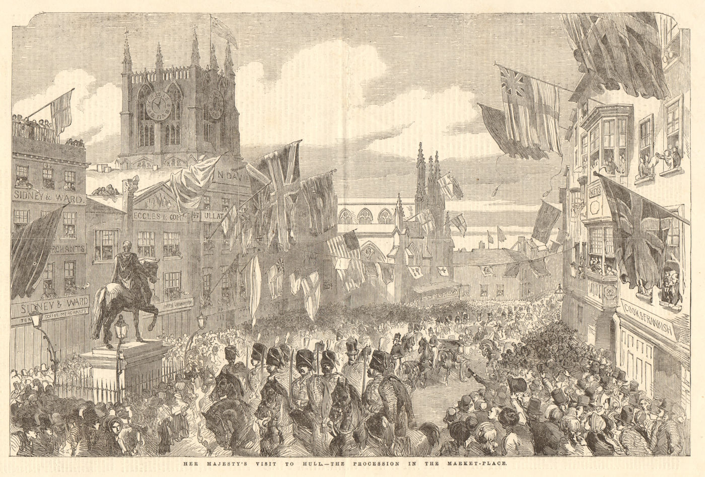 Associate Product Her Majesty's visit to Hull - the procession in the market-place. Yorkshire 1854