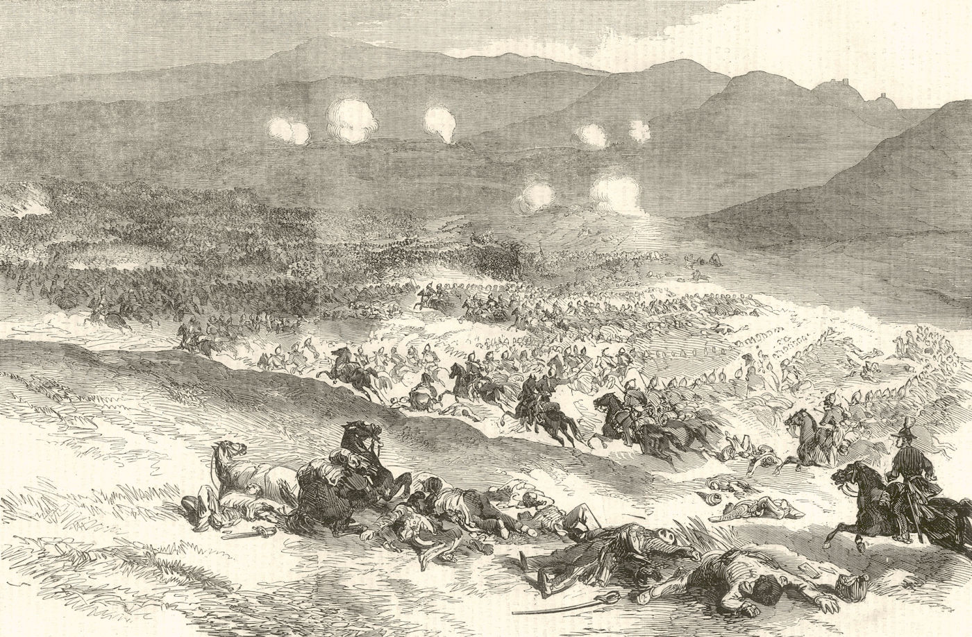 Action at Balaklava, October 25. 1st charge of Heavy Cavalry. Crimean War 1854