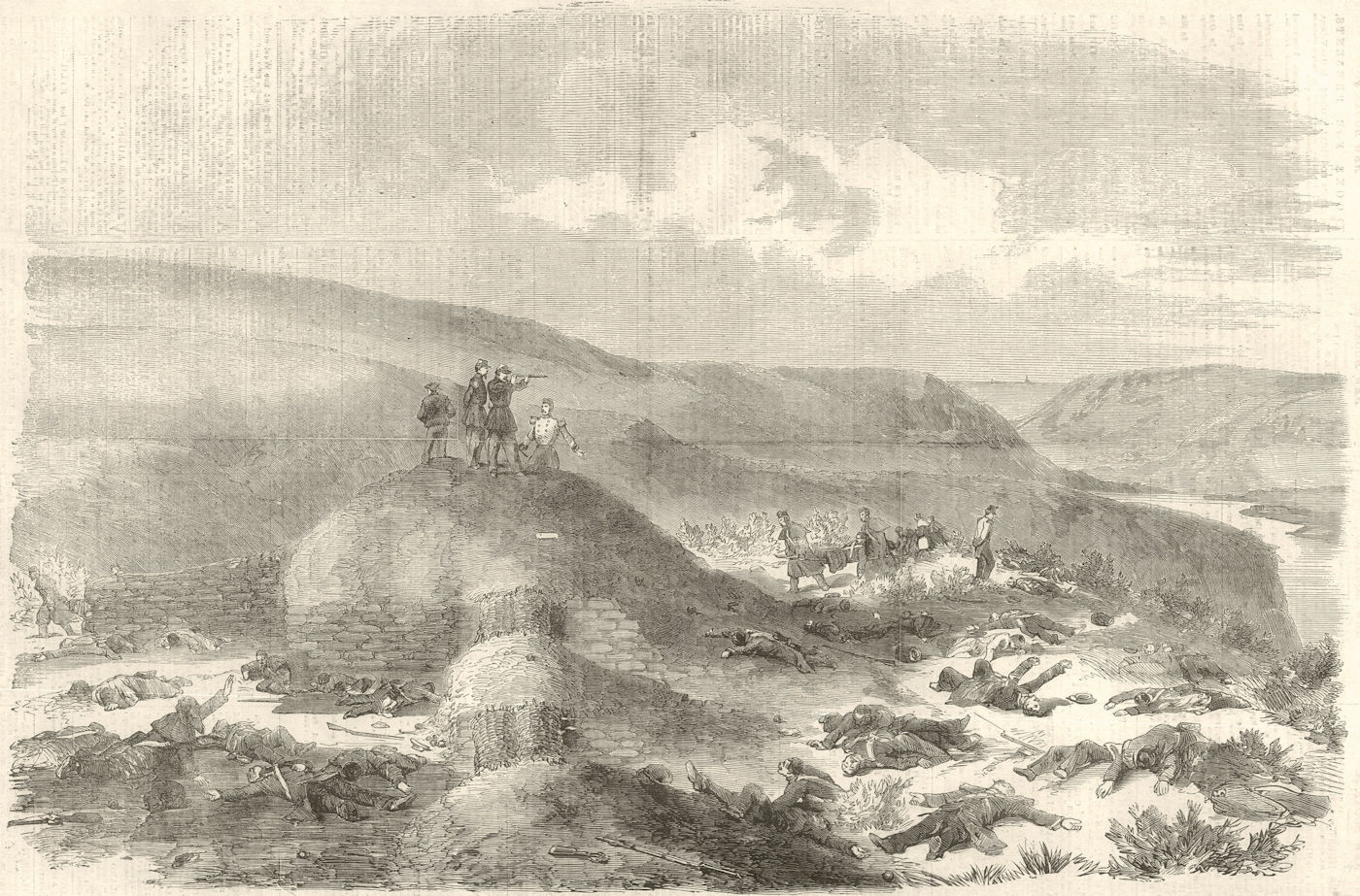 Sandbag battery defended by the Guards, Battle of Inkerman. Crimean War 1854
