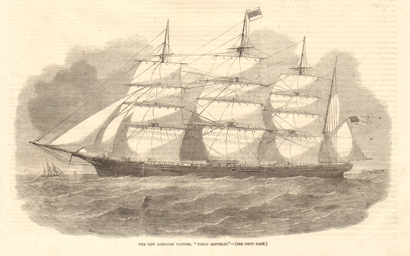 Associate Product The new American clipper "Great Republic". Ships. USA 1855 ILN full page print