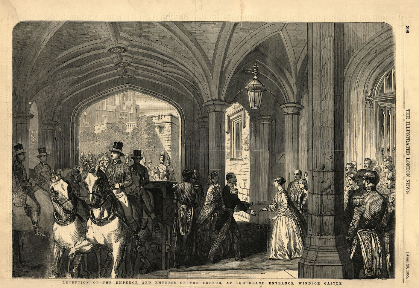 Reception of the French Emperor & Empress at Windsor Castle. Berkshire 1855