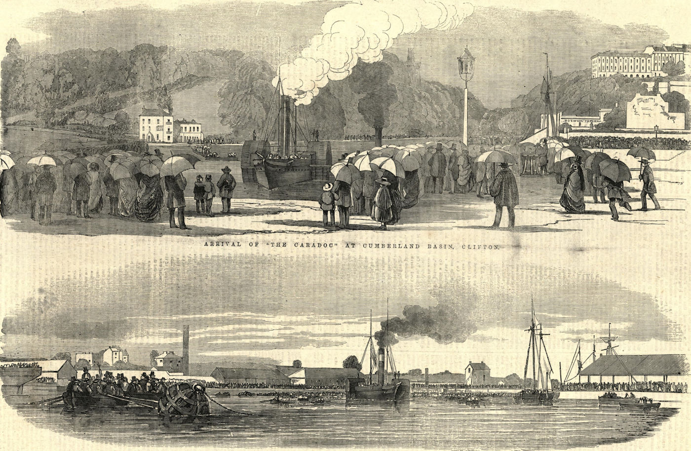 Lord Raglan's funeral. The Caradoc arriving at Cumberland Basin, Clifton 1855