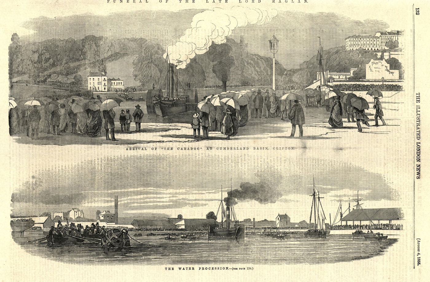 Associate Product Lord Raglan's funeral. The Caradoc arriving at Cumberland Basin, Clifton 1855
