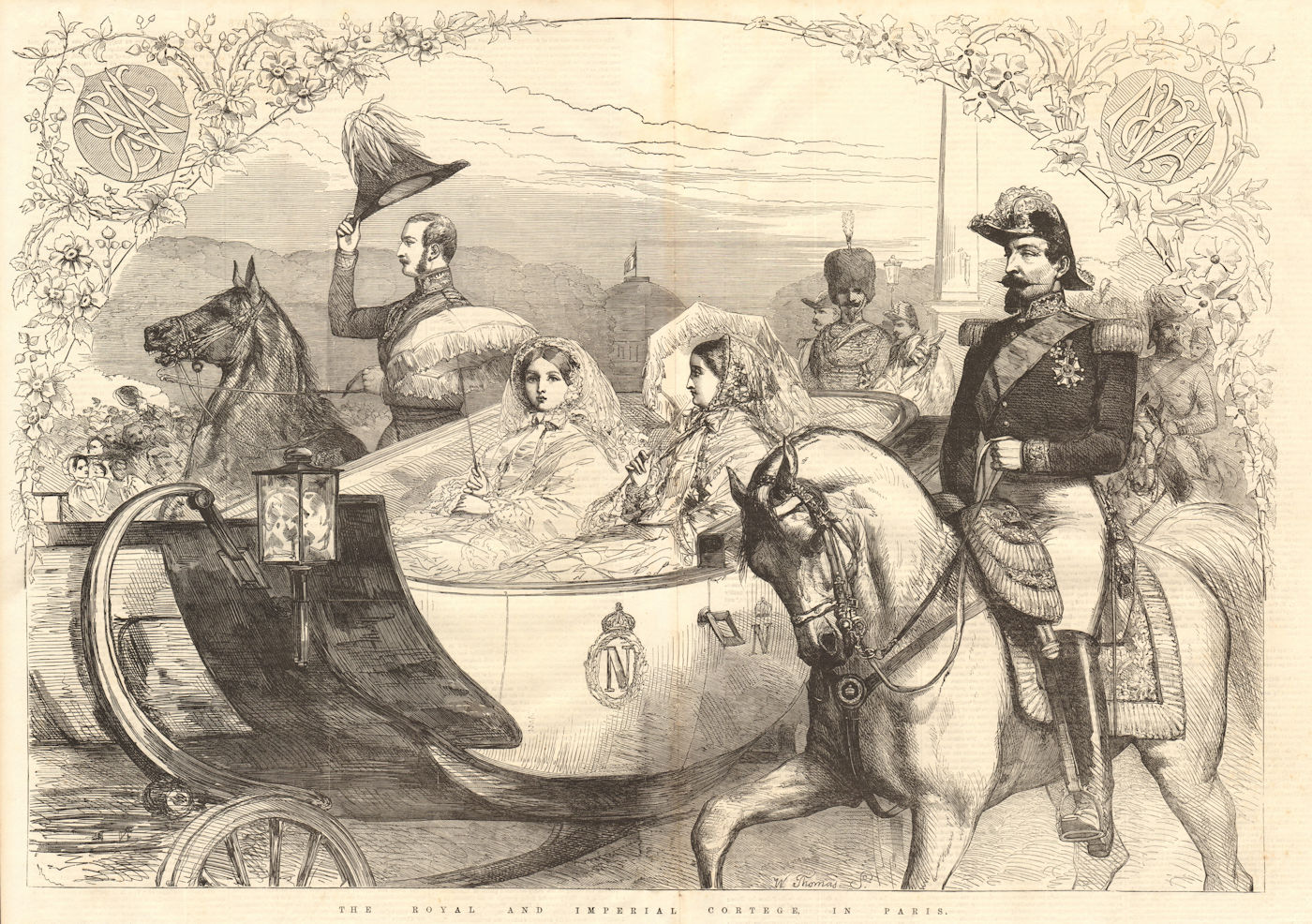 Associate Product The Royal & Imperial cortege in Paris. Royalty. Carriage 1855 old print