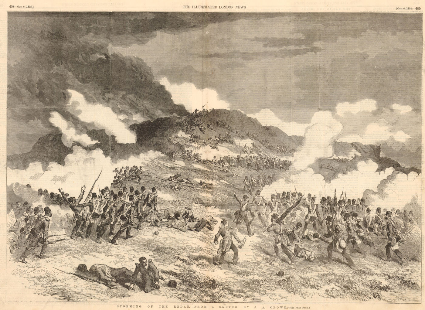 Associate Product Storming of The Redan. Sevastopol. Crimean War 1855 antique ILN full page print