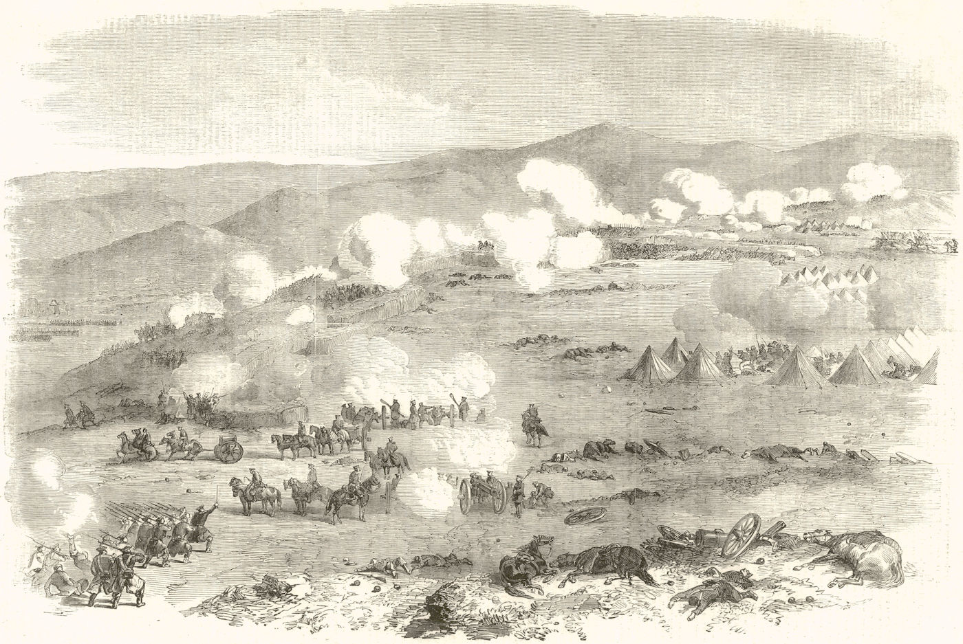 Battle of Kars. The fight near Tahmasb. Tabia. Turkey. Crimean War 1855