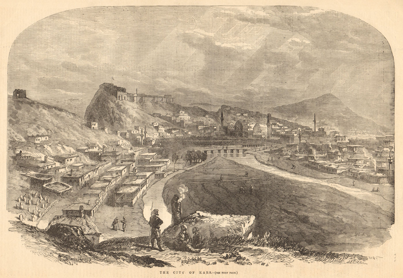 View of the city of Kars. Turkey 1855 old antique vintage print picture