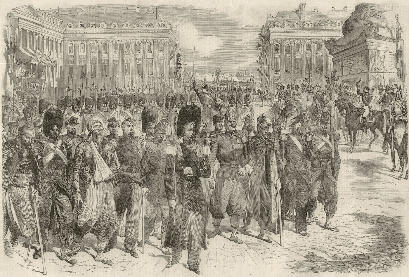 Associate Product The Crimean troops at the foot of the column, Place Vendome. Paris 1856