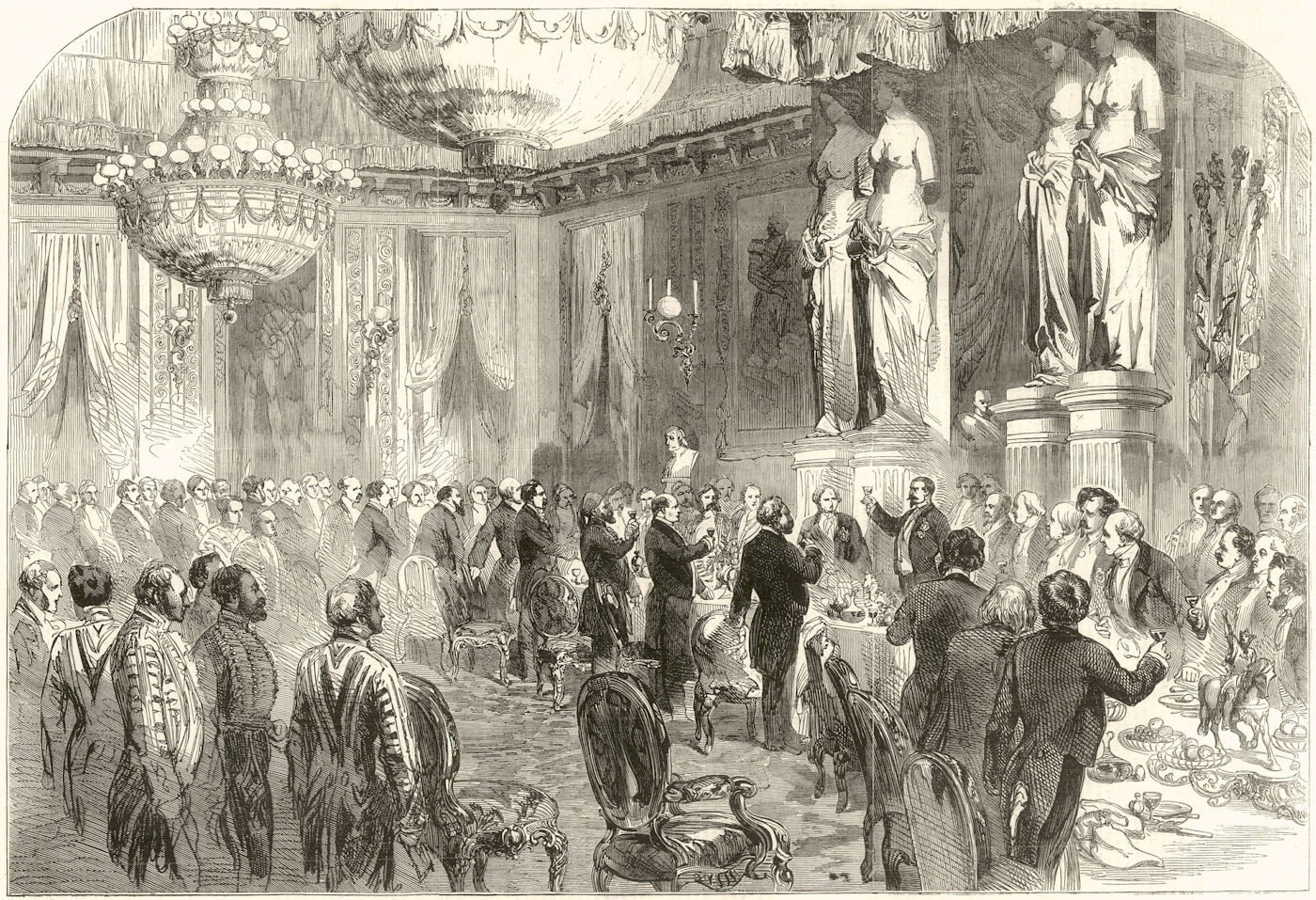 Associate Product Banquet French Emperor Peace Plenipotentiaries Tuileries. Paris 1856 ILN print