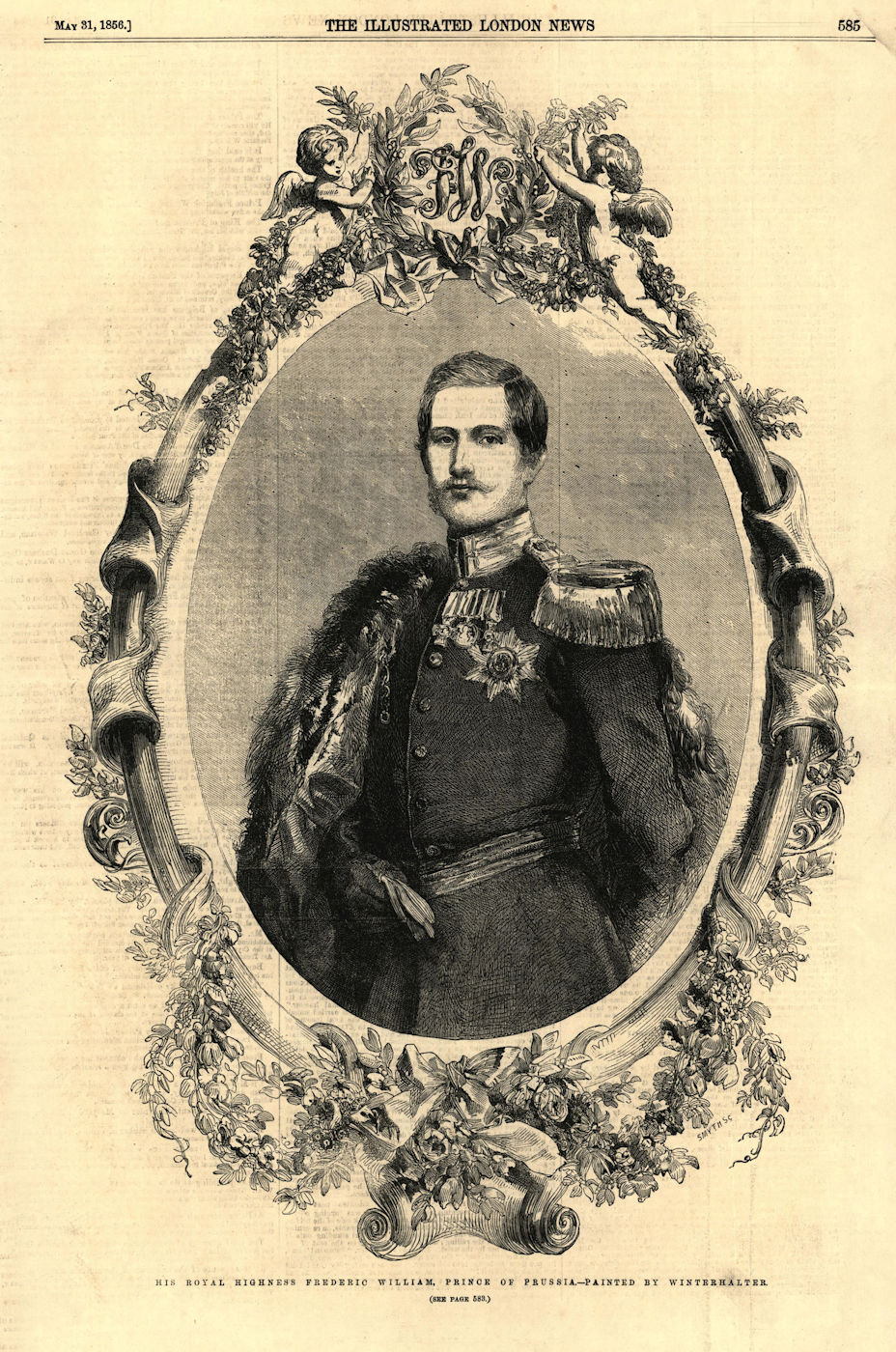 His Royal Highness Frederic William, Prince of Prussia. Royalty 1856 old print