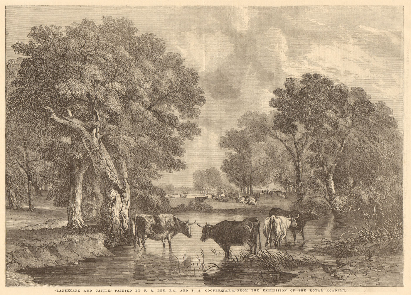 Landscape & cattle - by F. R. Lee, & T. S. Cooper, A. R. A. Fine Arts 1856