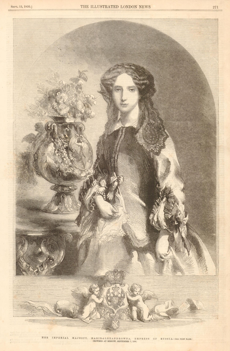 Associate Product Her Imperial Majesty, Marie-Alexandrowna, Empress of Russia 1856 ILN full page
