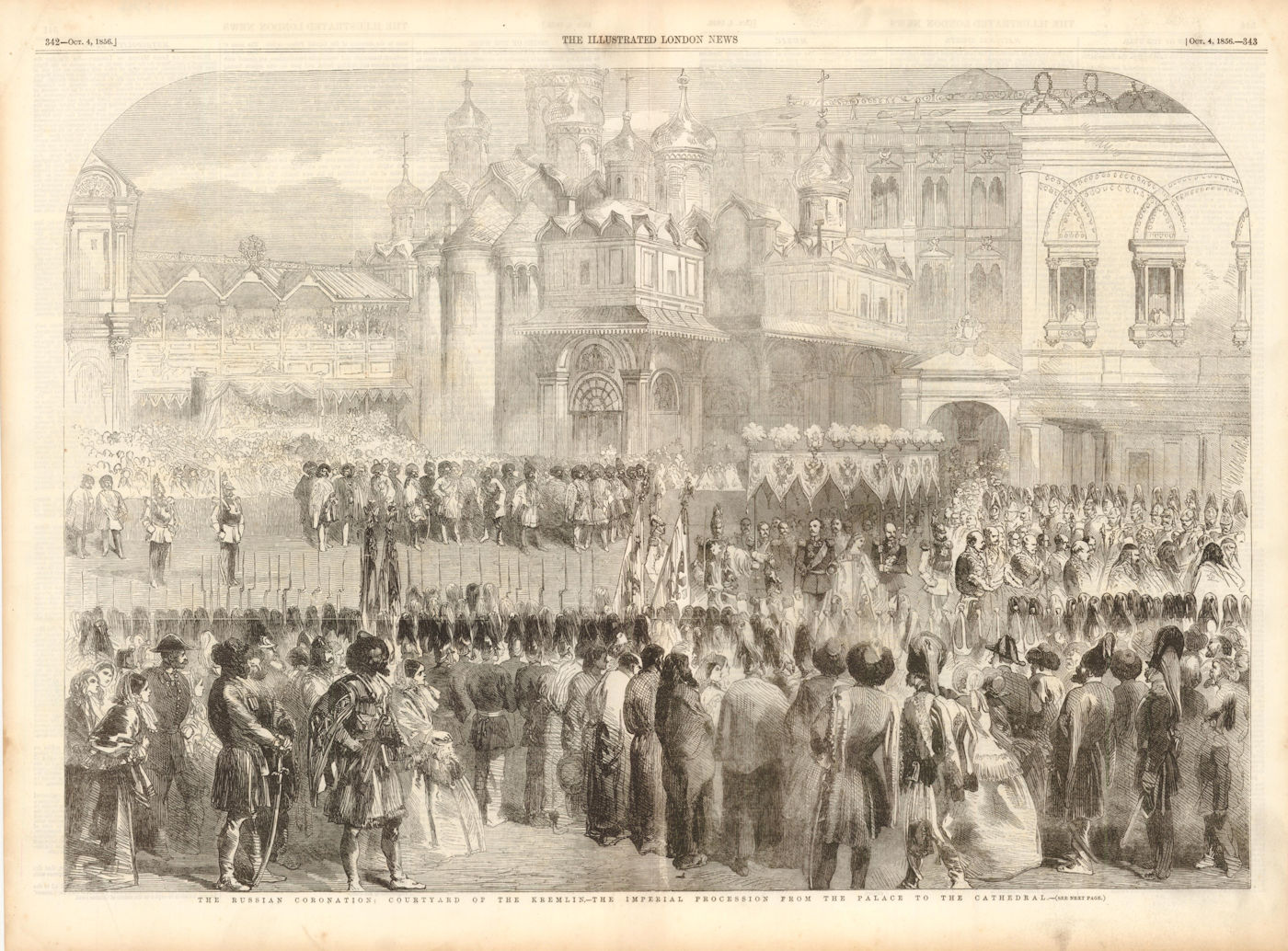 Associate Product Russian Coronation Kremlin courtyard Imperial Procession palace Cathedral 1856