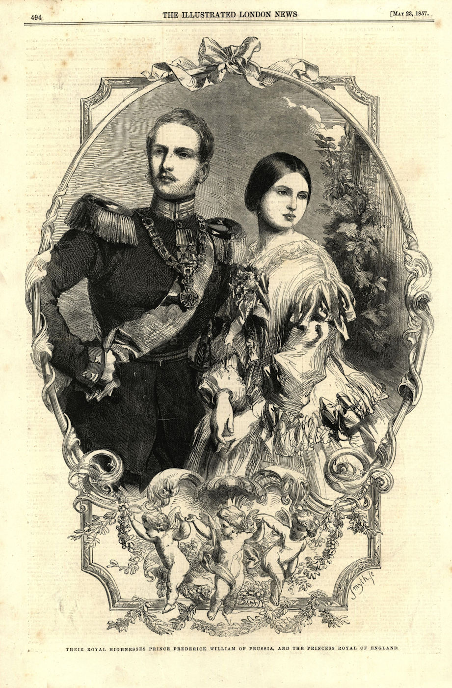 Prince Frederick William of Prussia & the Princess Royal of England 1857 print