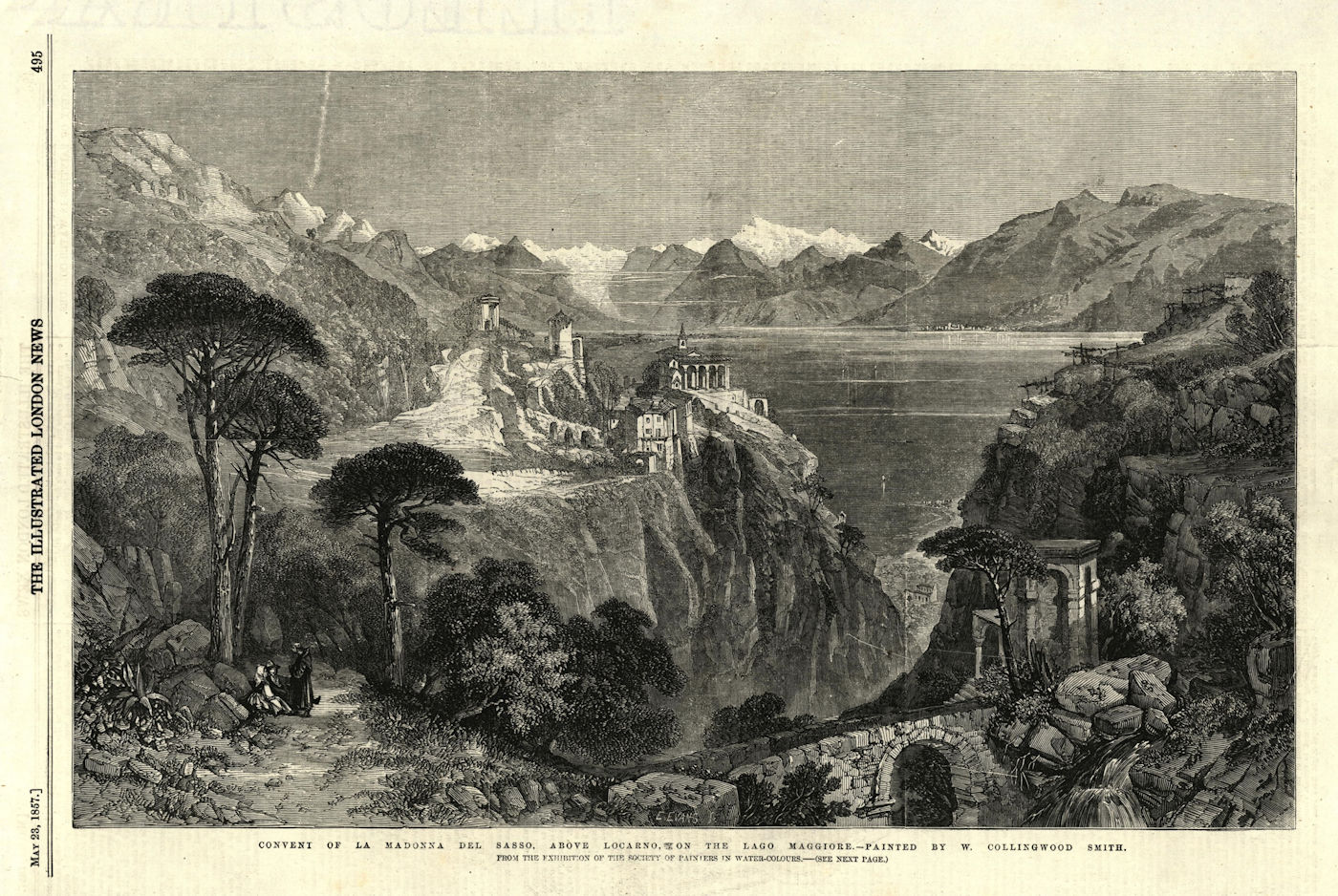 Associate Product La Madonna del Sasso convent, above Locarno, on Lake Maggiore. Switzerland 1857