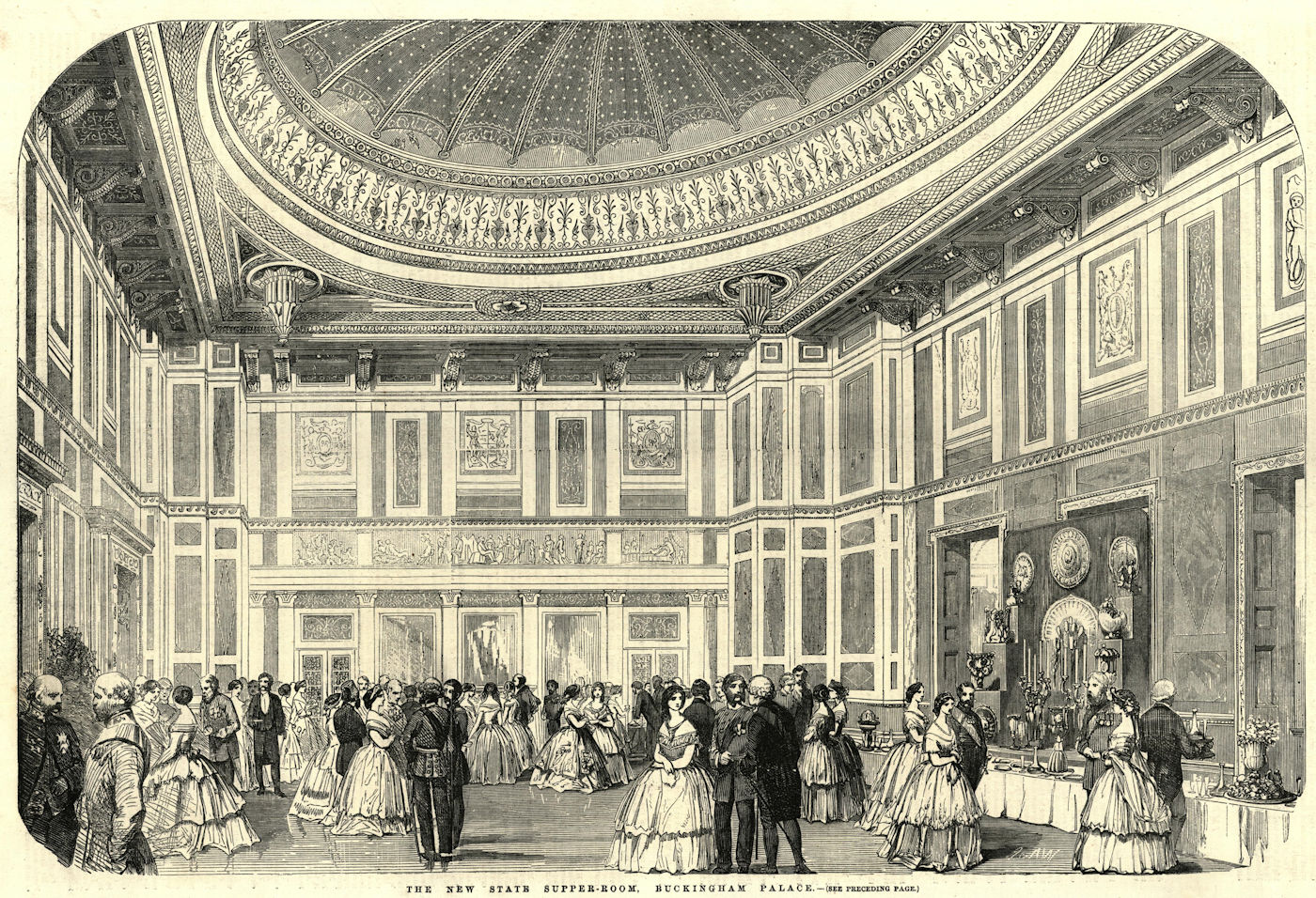 Associate Product The new state supper room, Buckingham Palace. London 1857 ILN full page print