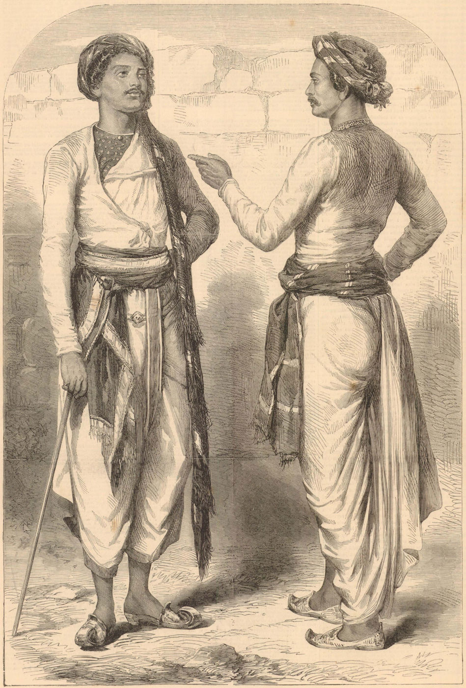 Bengal Sepoys out of Uniform. India 1858 antique ILN full page print