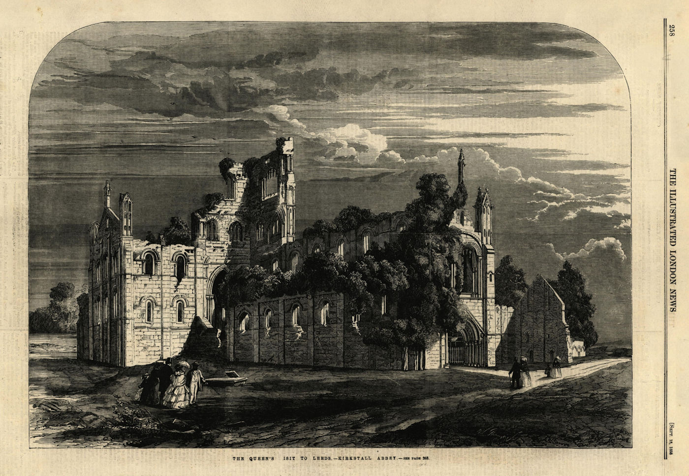Associate Product Queen Victoria's visit to Leeds - Kirkstall Abbey. Yorkshire. Churches 1858