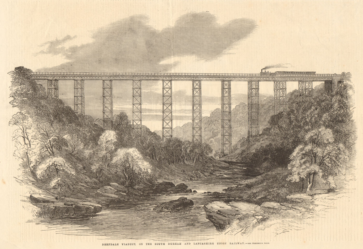 Deepdale Viaduct, on the South Durham & Lancashire Union Railway. Preston 1859