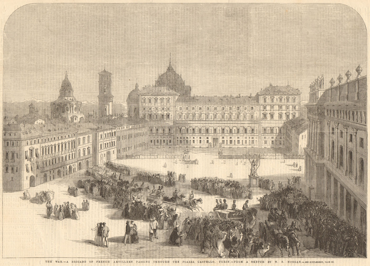 Associate Product Italian independence wars. French artillery in the Piazza Castello, Turin 1859