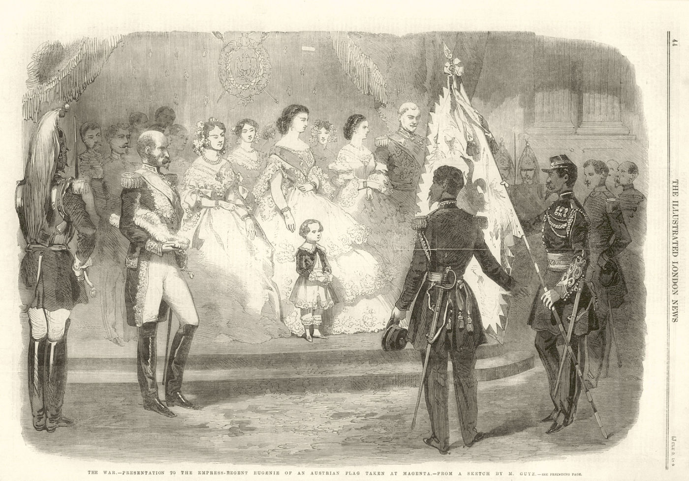 2nd Italian Independence War. Empress-Regent Eugenie. Austrian Flag Magenta 1859