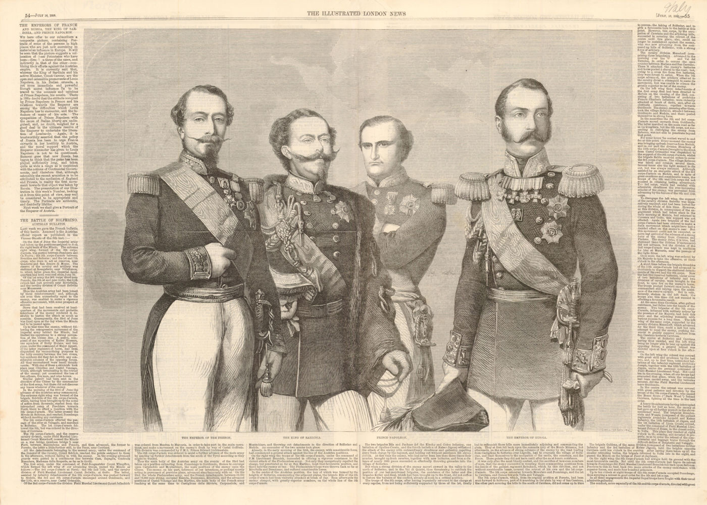 Associate Product French Emperor, King of Sardinia, Prince Napoleon, Emperor of Russia 1859