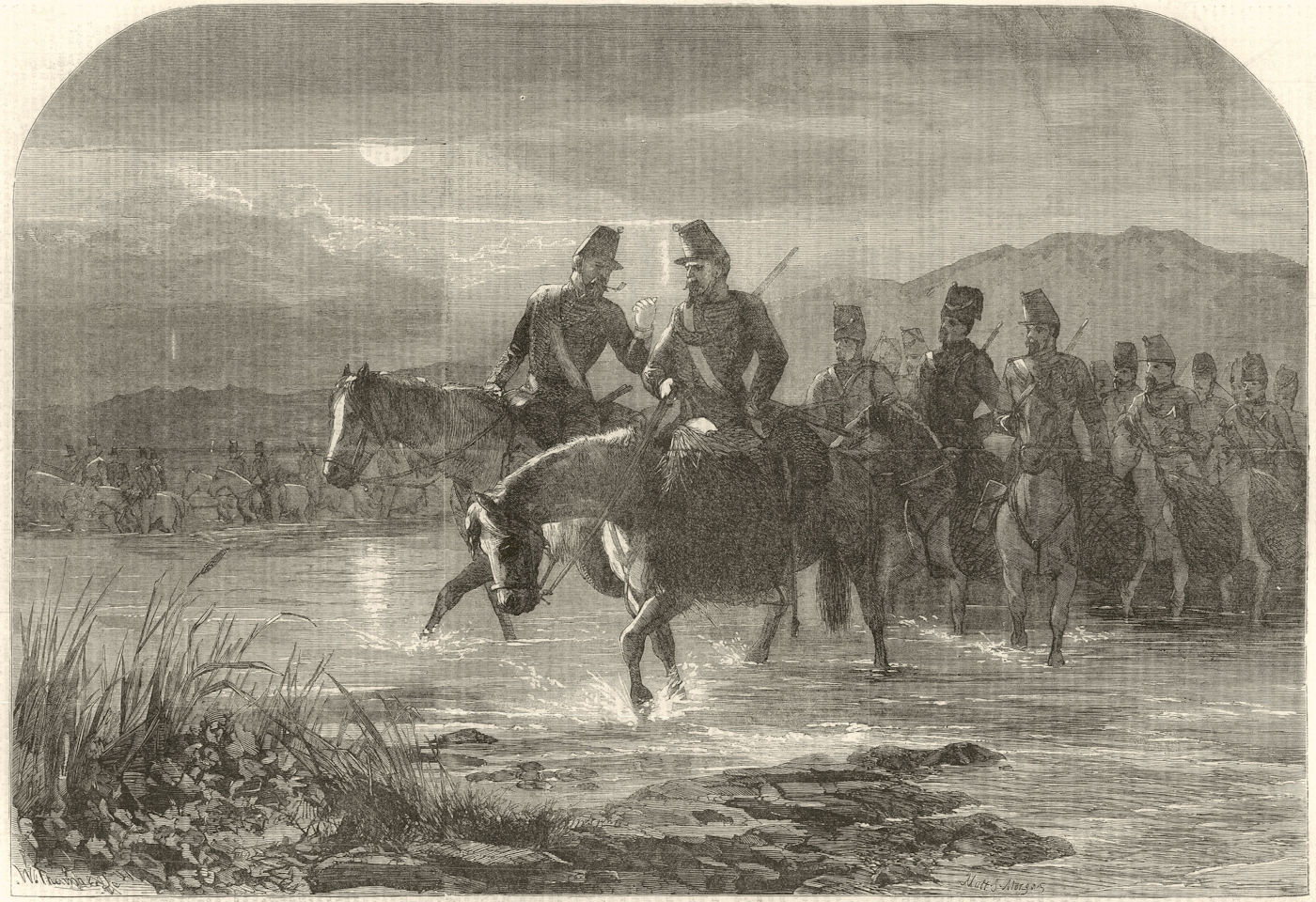 Associate Product 2nd Italian War of Independence. French Cavalry crossing Adda tributary 1859
