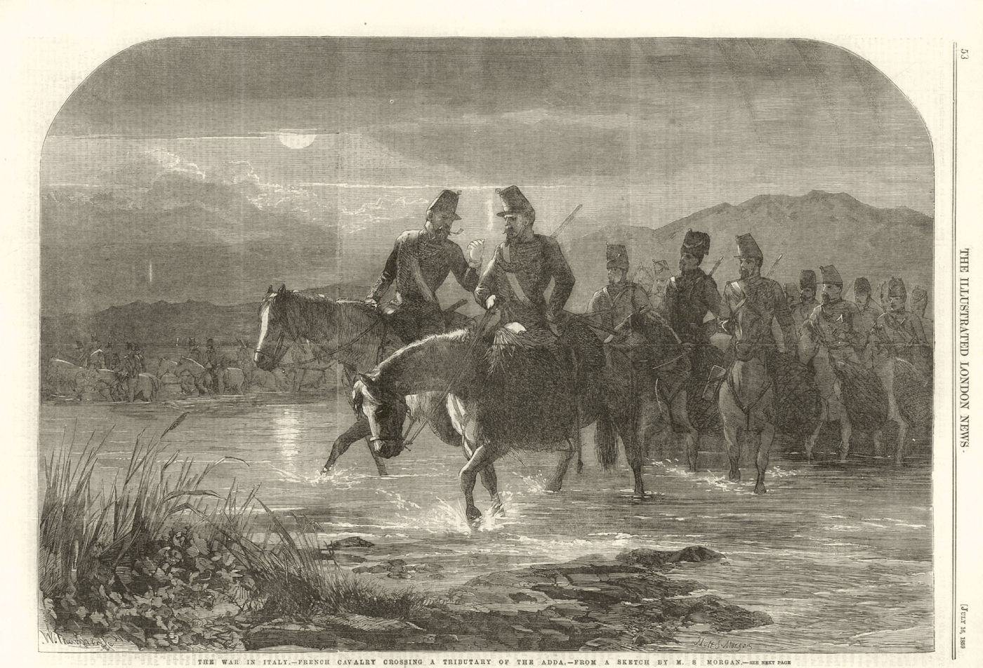 Associate Product 2nd Italian War of Independence. French Cavalry crossing Adda tributary 1859