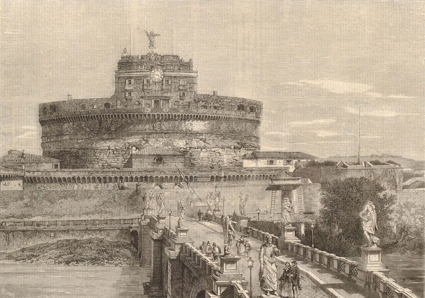 Associate Product The Castle & the Bridge of St. Angelo, Rome. Castel Sant'Angelo 1859 ILN print