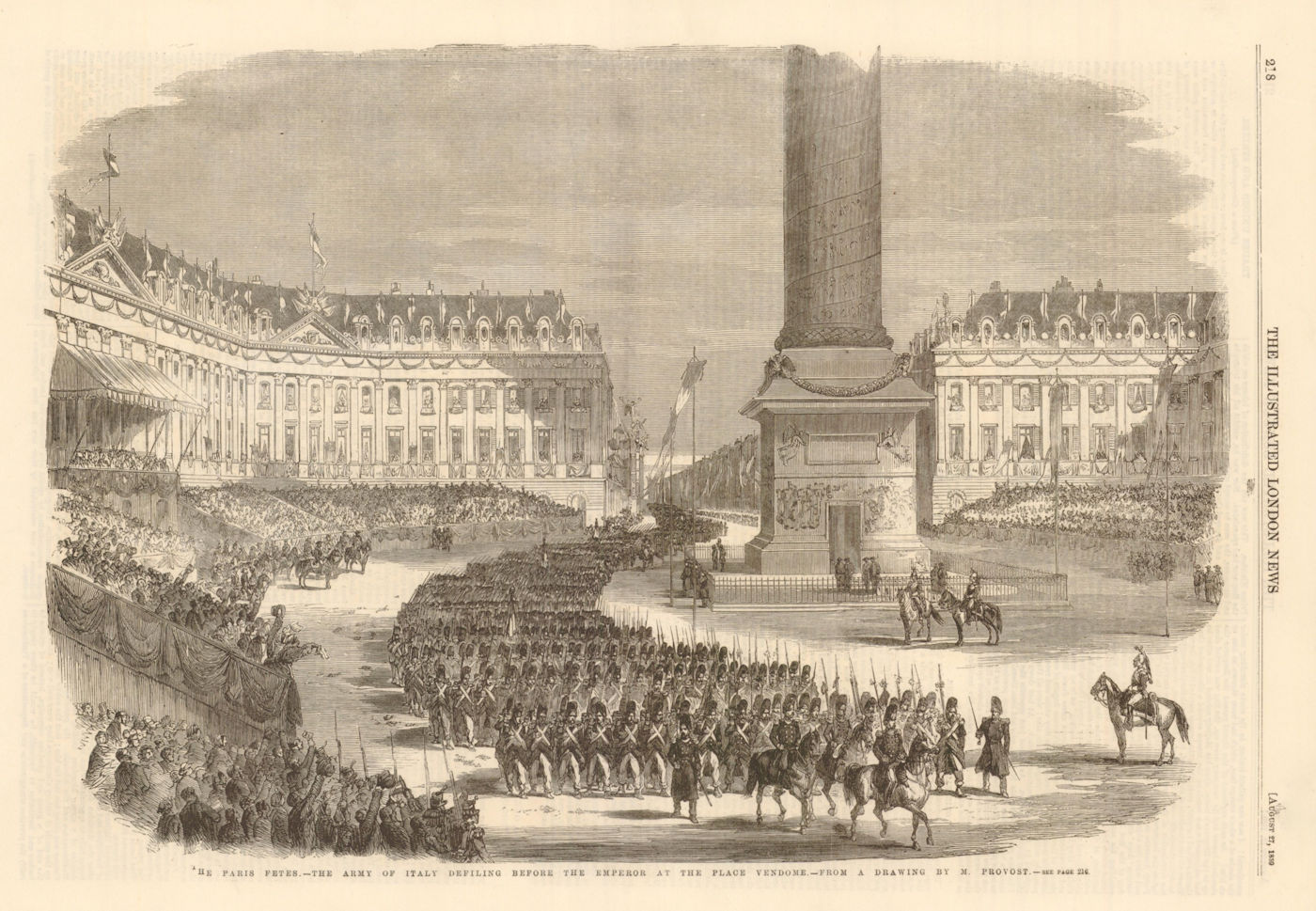 Associate Product Paris Fetes. Army of Italy defiling before the Emperor, Place Vendome 1859