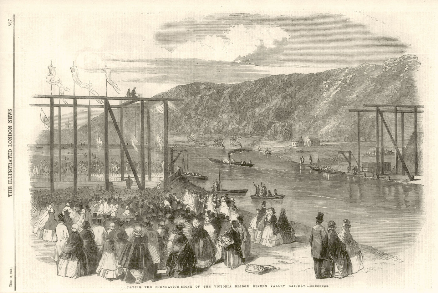 Victoria Bridge Severn Valley Railway Arley Bewdley. Worcestershire 1859 print